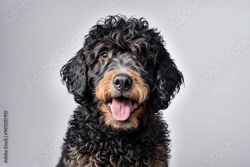 Barbet dog on white background, Ai Generated