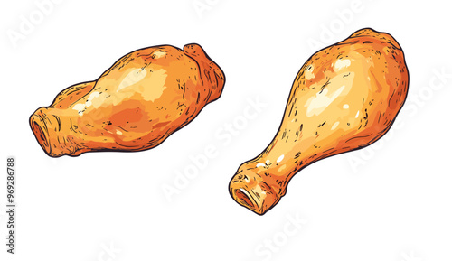 Fried chicken drumstick vector illustration
