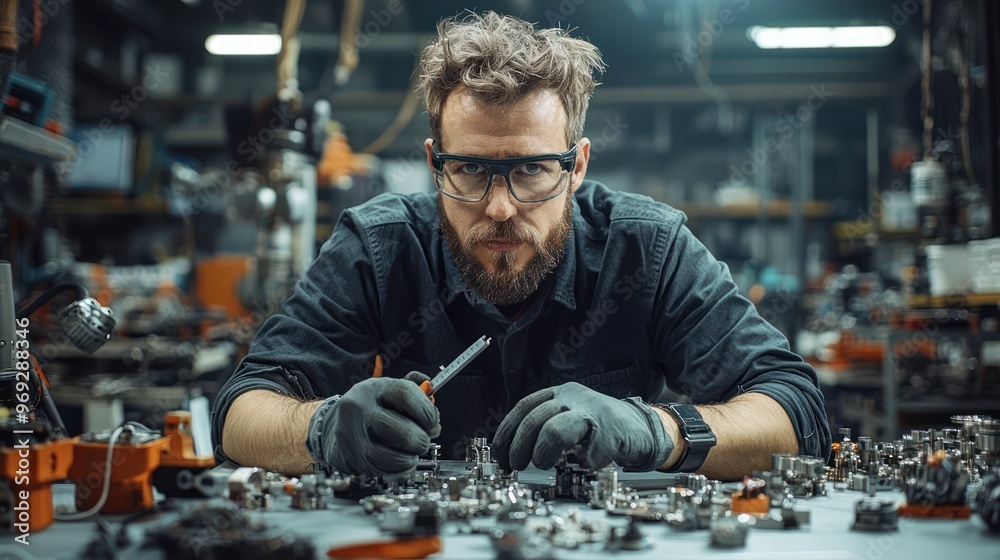 Precision Engineering Inspection with Calipers - Creating a Hyper-Realistic Scene, Generative AI Precision Engineering Inspection with Calipers - Creating a Hyper-Realistic Scene, Generative AI