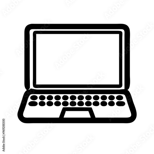 Clean laptop vector symbol in flat style, great for IT, e learning, business, and productivity themes.