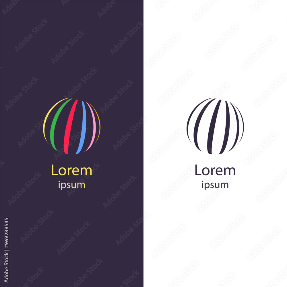 Modern logo with a spherical shape composed of curved lines, representing unity, balance, and global connectivity. Ideal for companies in media, technology, global business, or creative industries. Modern logo with a spherical shape composed of curved lines, representing unity, balance, and global connectivity. Ideal for companies in media, technology, global business, or creative industries.