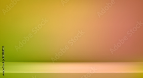 3d abstract autumn studio room background. Limbo orange brown gradient empty wall backdrop. Back ground horizontal mockup product season presentation. Empty scene platform. Promotion vector display