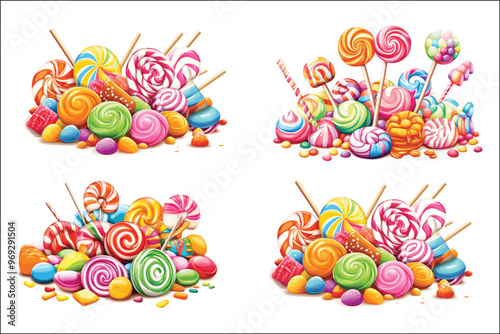 Whimsical Watercolor Candy & Lollipop Vector Art Collection
