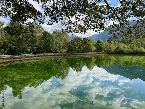 Small reservoir Plužna or Pluzensko lake, stream Gljun (Bovec, Slovenia) - Kleiner Stausee Pluzna, Bach Glijun (Bovec, Slowenien) - Akumulacijsko jezero Plužna or Plužensko jezero (Slovenija) photo