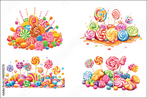 Whimsical Watercolor Candy & Lollipop Vector Art Collection