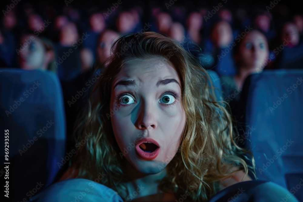 A person with a startled facial expression A person with a startled facial expression