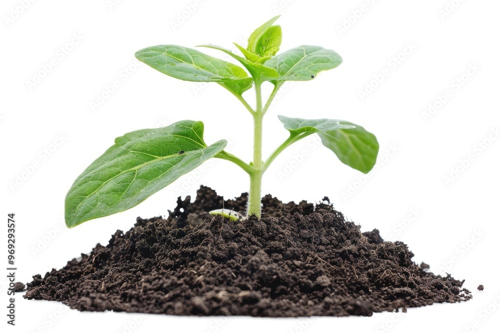 A tiny plant emerging from soil, ideal for use in illustrations about nature, growth, or environmental themes