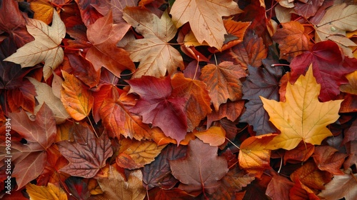 Autumn leaves pattern background top view