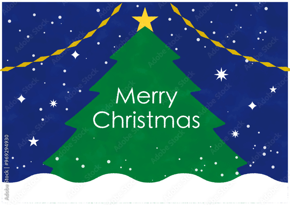 Fototapeta premium クリスマスツリーの背景フレーム夜の星空