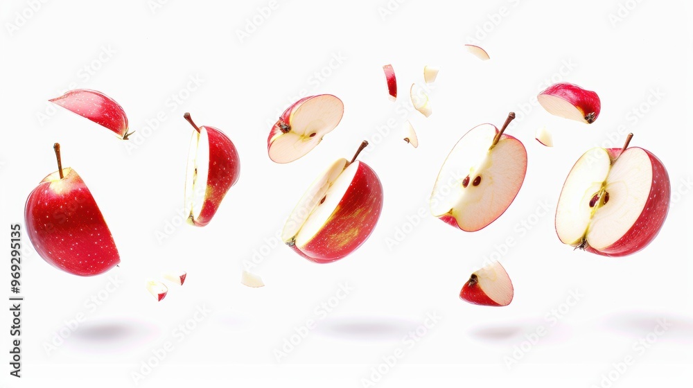 Apple fruit and cut over white background Apple fruit and cut over white background