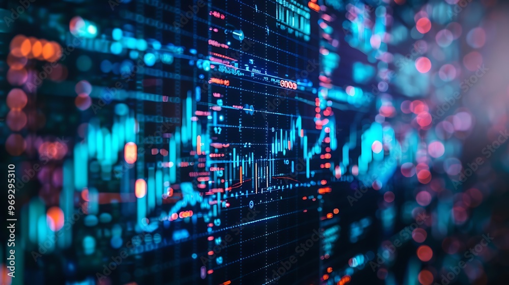 AI Technology Analyzing Big Data, Business Theme with Blue Background AI Technology Analyzing Big Data, Business Theme with Blue Background