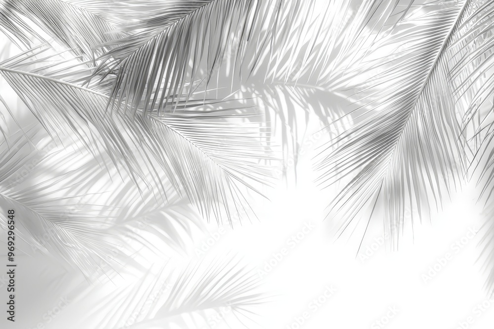 Obraz premium The shadow of a palm leaf, a tropical leaf background