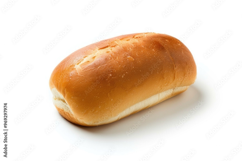 Freshly baked bread sits on a clean white surface, perfect for food photography or illustration Freshly baked bread sits on a clean white surface, perfect for food photography or illustration