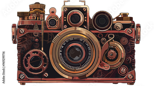 Steampunk Camera Clipart isolated on white background Vector Illustration