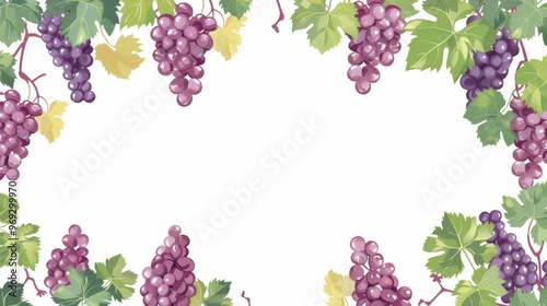 Background template with copy space of grape leaf and vine