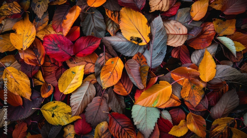 Autumn leaves pattern background top view Autumn leaves pattern background top view