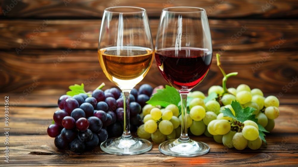 Grape wine glass with fresh grape fruit