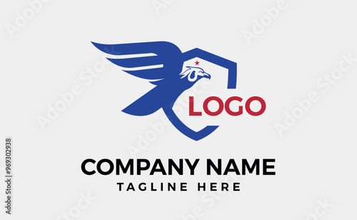 Falcon shield logo Design, Abstract eagle crest outline Logo, Bird label brand design element. Vector illustration.