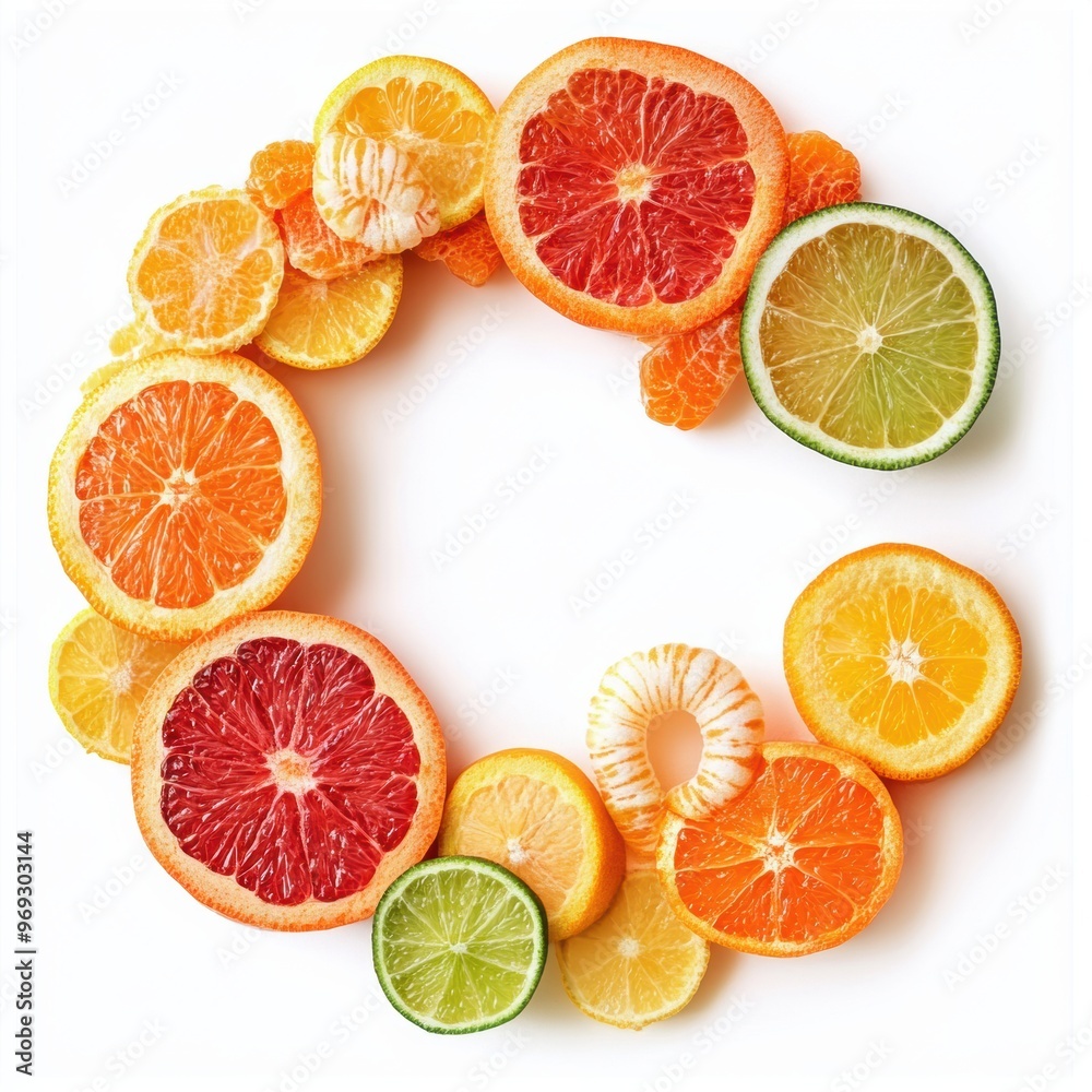 vitamina c on white background.