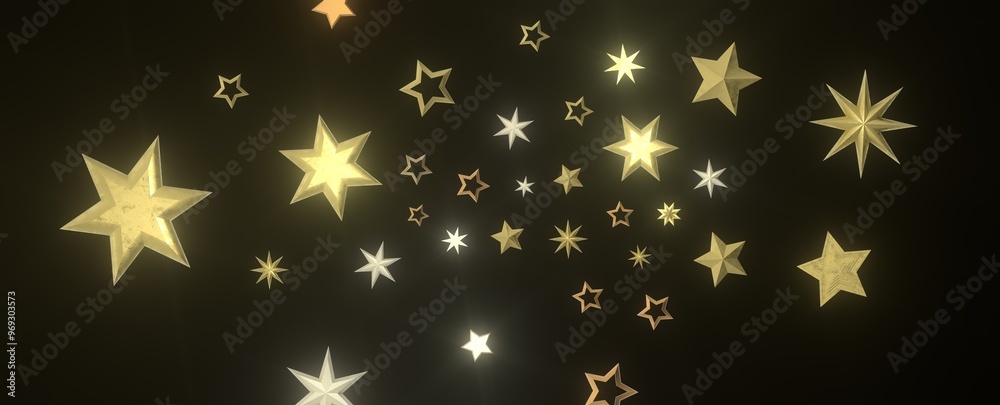 A sprinkle of golden stars against a black background A sprinkle of golden stars against a black background