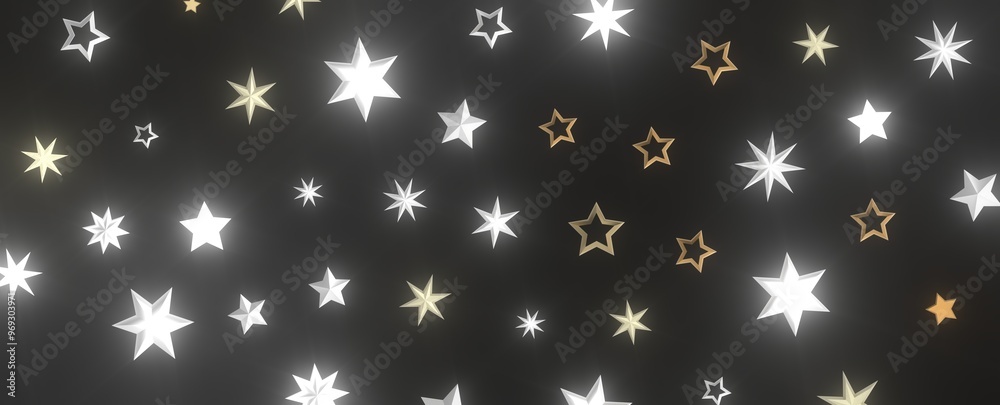 A twinkling night sky filled with white and gold stars A twinkling night sky filled with white and gold stars