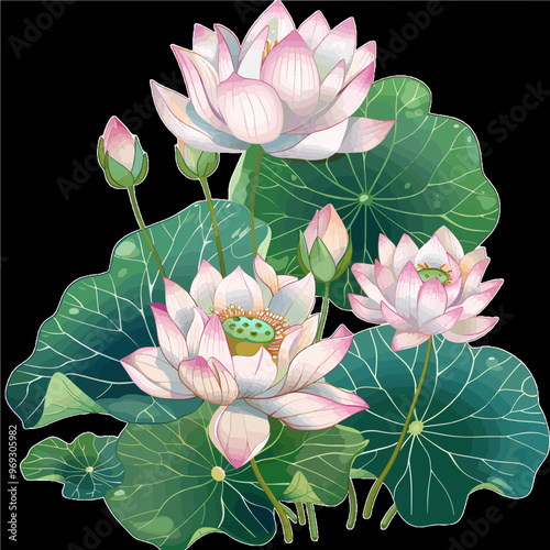 lotus flower with leaves