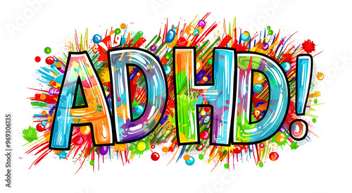 Vector illustration of ADHD isolated on white background. Psychology concept.