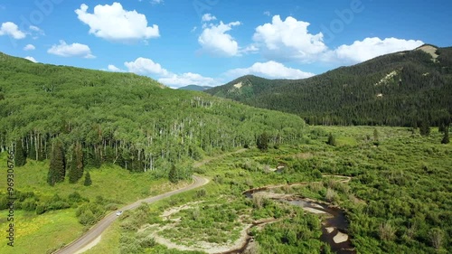 Scenic Drone Follow on Kebler Pass near Crested Butte Colorado photo