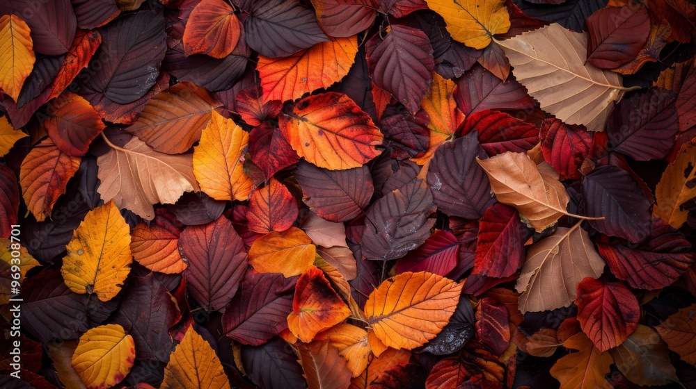 Autumn leaves pattern background top view Autumn leaves pattern background top view