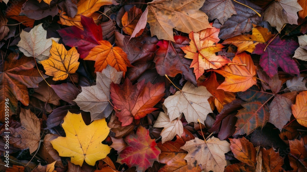 Autumn leaves pattern background top view Autumn leaves pattern background top view
