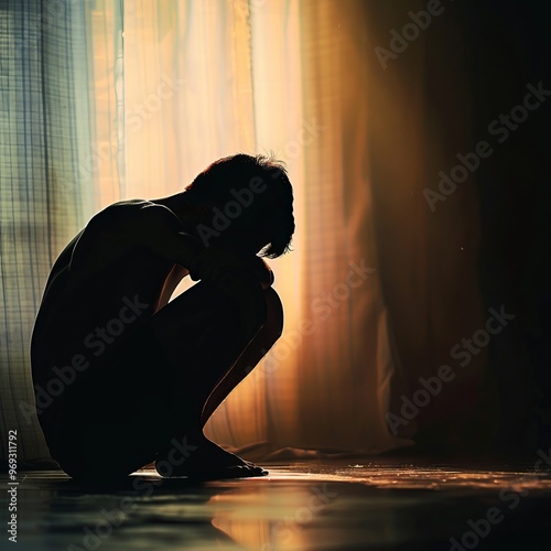 Silhouette of a Man Sitting in a Room by a Window