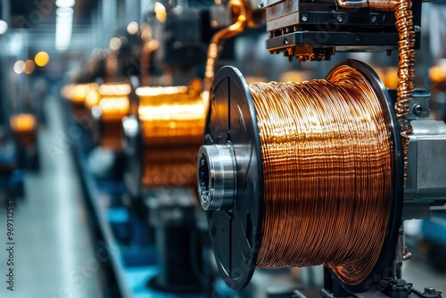 Copper Wire Spool in a Manufacturing Process photo