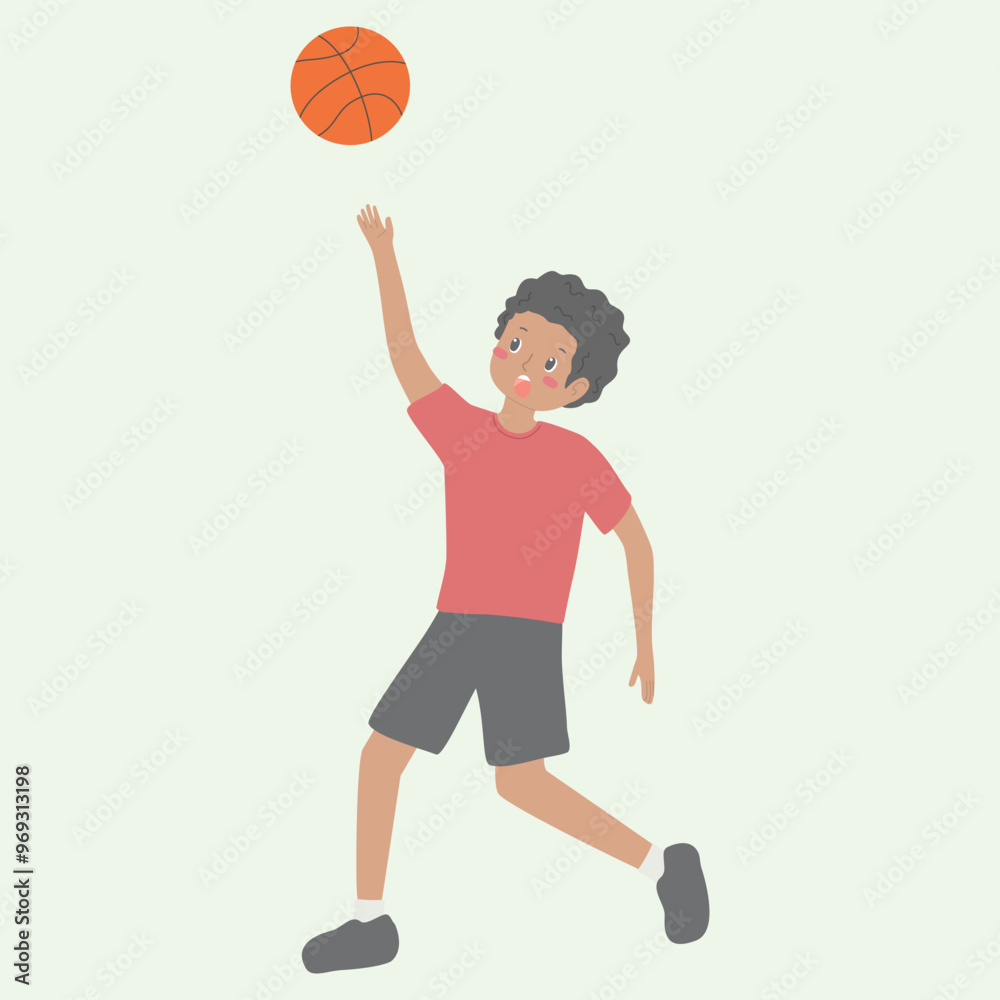 Vector illustration of kids playing basket ball Vector illustration of kids playing basket ball