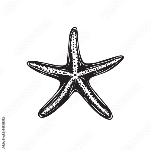 Starfish in cartoon, doodle style . Image for t-shirt, web, mobile apps and ui. Isolated 2d vector illustration in logo, icon, sketch style, Eps 10, black and white. AI Generative