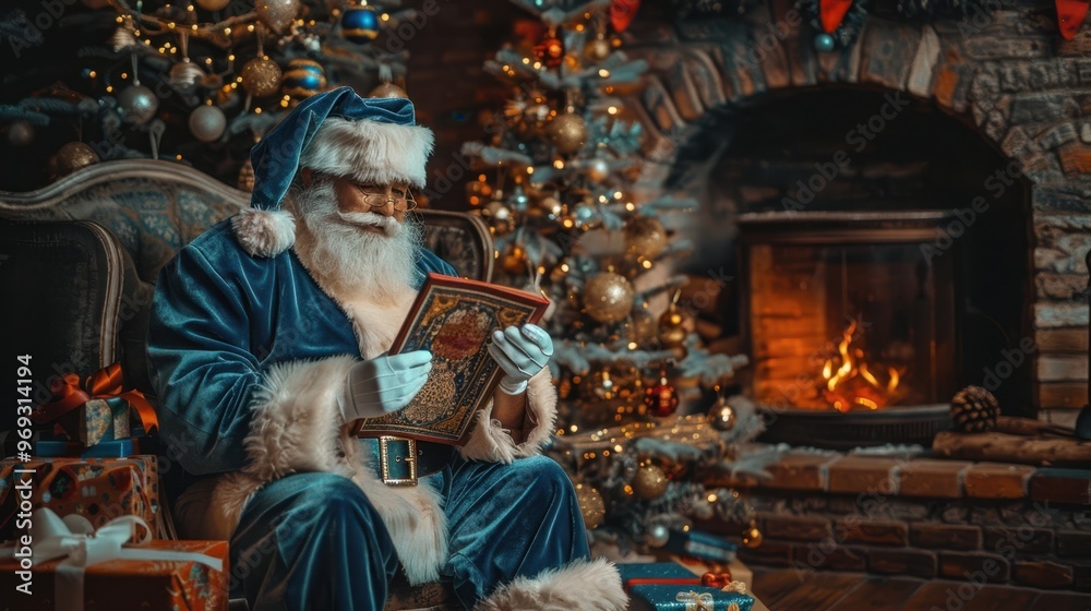 The Santa Reading by Fire The Santa Reading by Fire