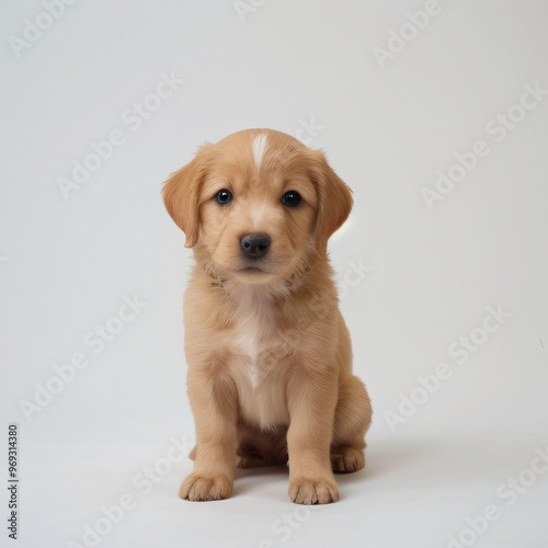 cute Adorable Puppy Sitting on white background