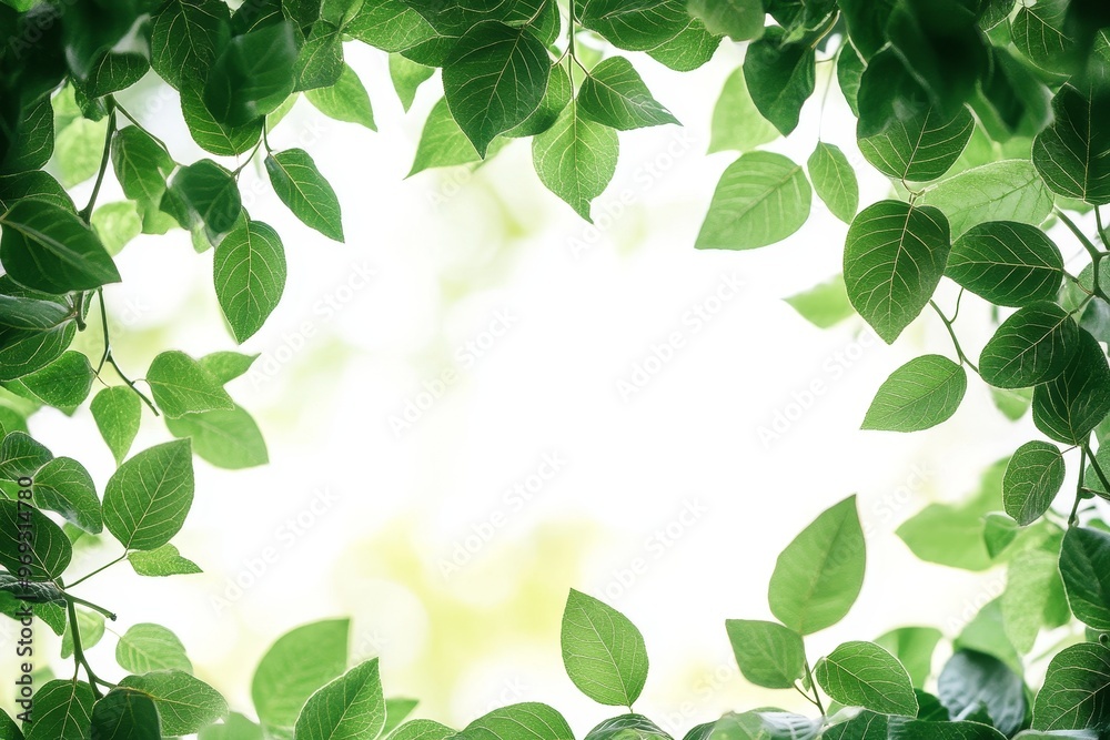 Green Leaves Frame with Blurred Background Green Leaves Frame with Blurred Background