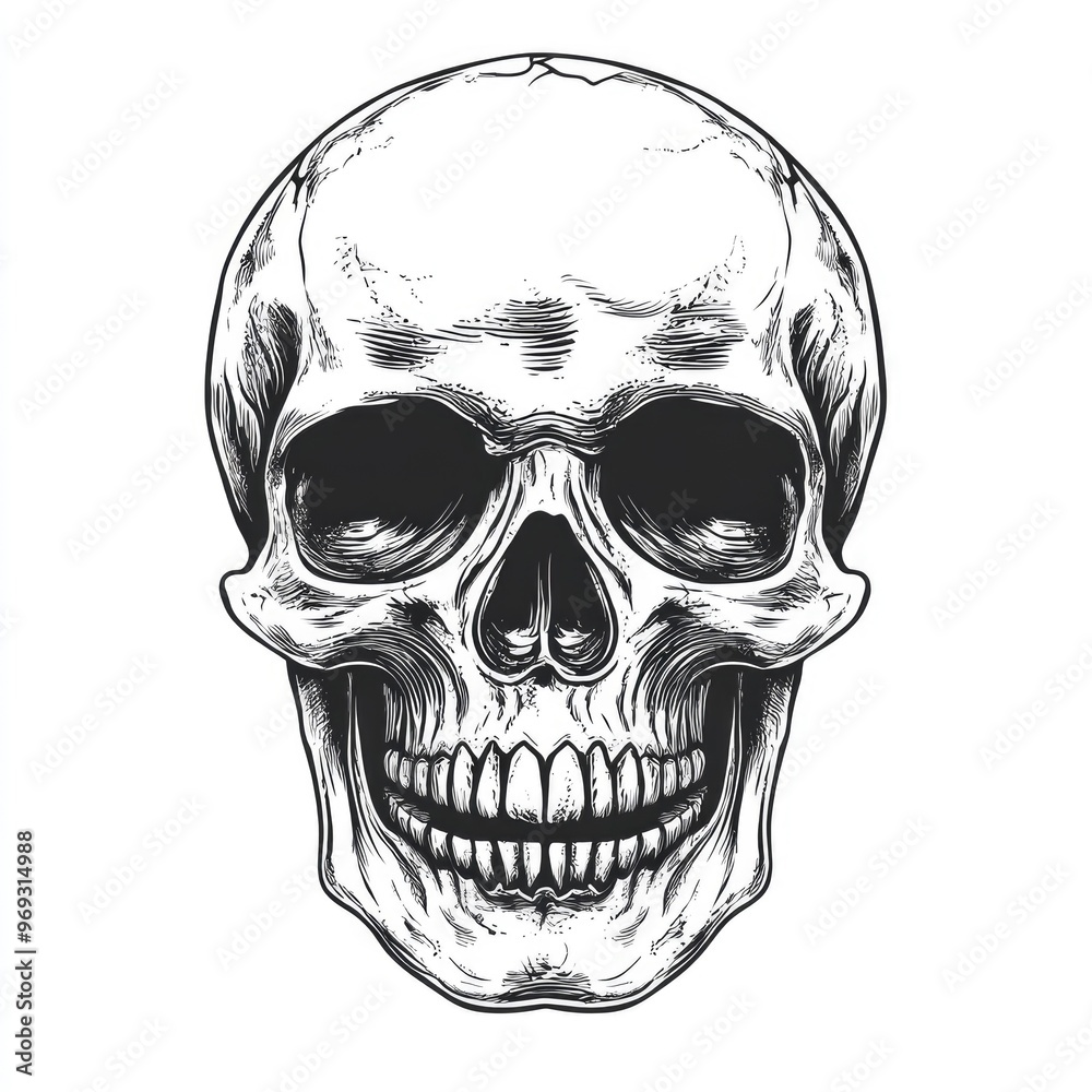 Obraz premium Halloween themed simple style skull isolated on white