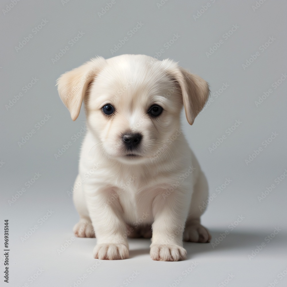 cute Adorable Puppy Sitting on white background cute Adorable Puppy Sitting on white background