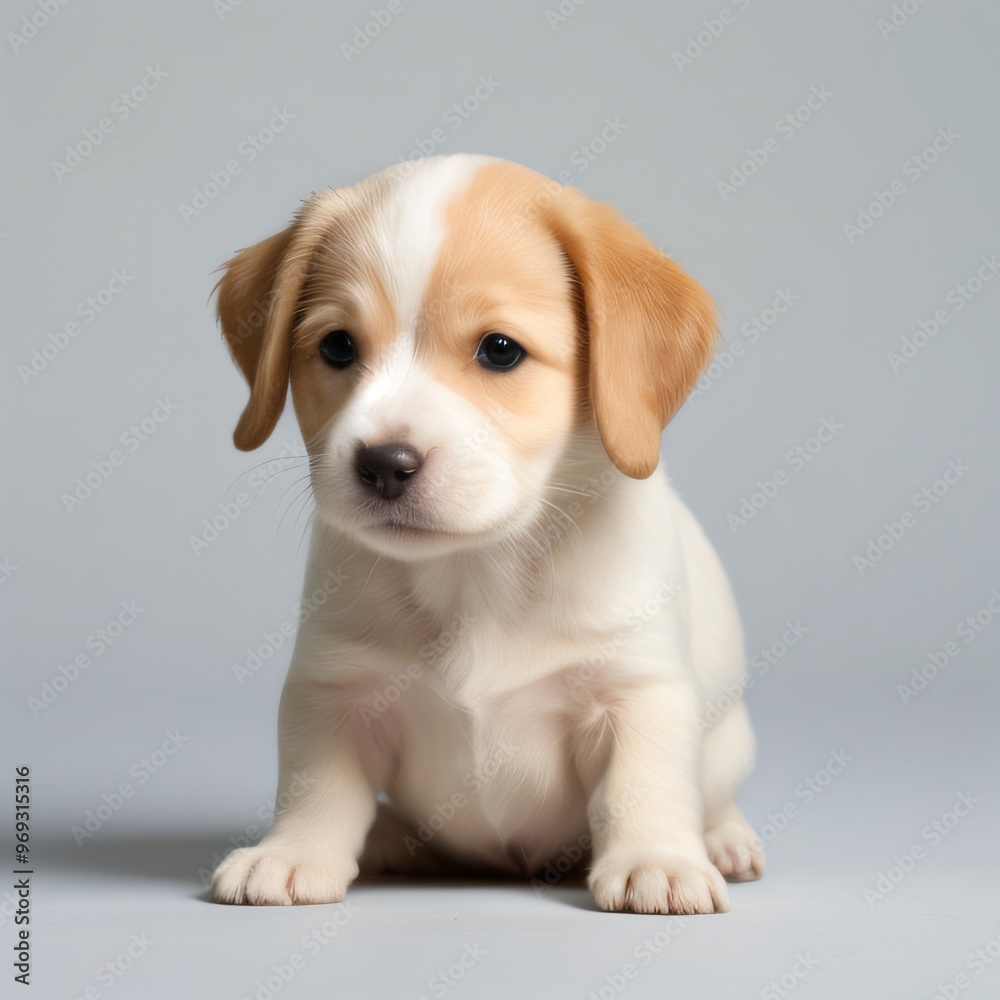 cute Adorable Puppy Sitting on white background cute Adorable Puppy Sitting on white background