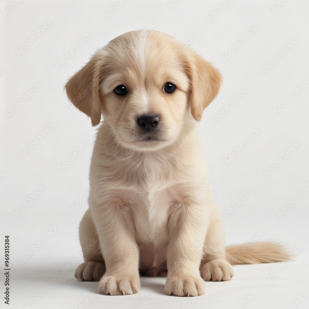 cute Adorable Puppy Sitting on white background cute Adorable Puppy Sitting on white background