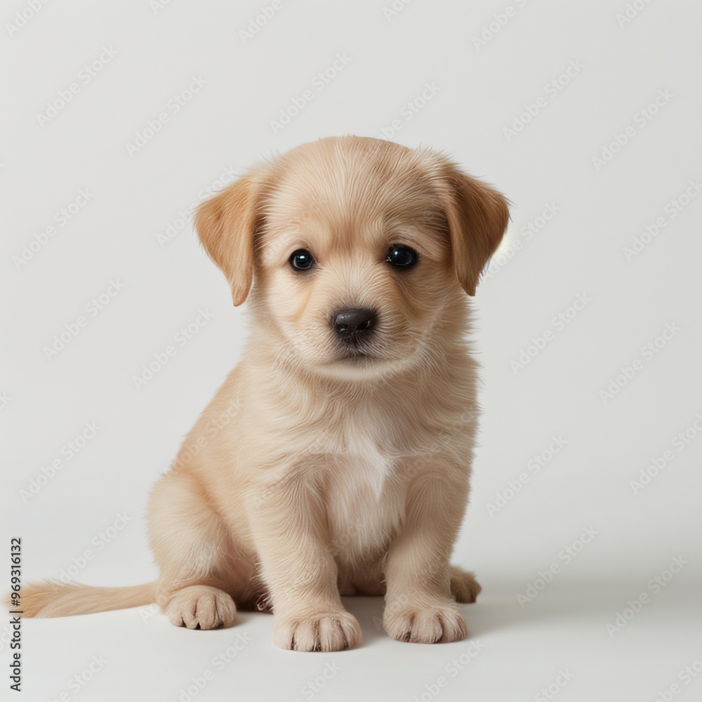 cute Adorable Puppy Sitting on white background cute Adorable Puppy Sitting on white background