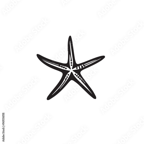 Starfish in cartoon, doodle style . Image for t-shirt, web, mobile apps and ui. Isolated 2d vector illustration in logo, icon, sketch style, Eps 10, black and white. AI Generative