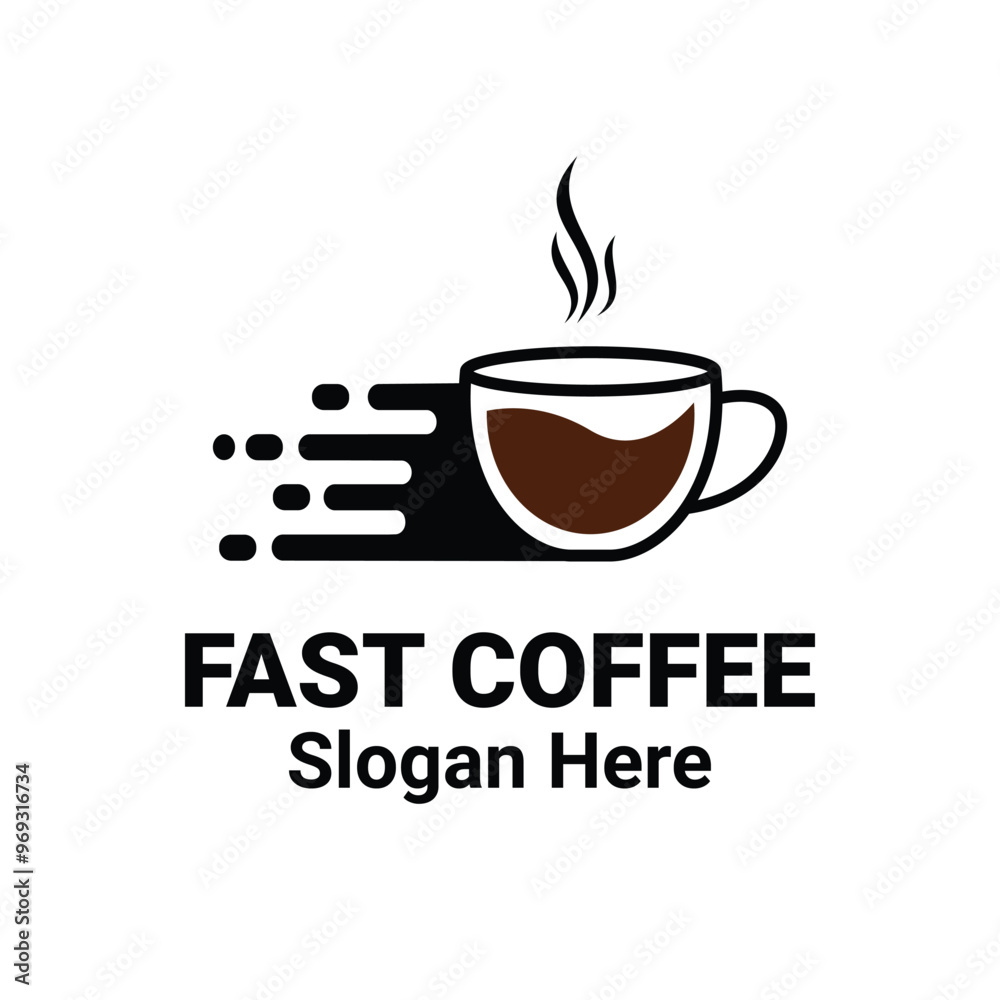 Obraz premium Fast Hot Coffee Cup Icon Logo For Coffee Shops, Restaurants and Cafes. Coffee Beans Icon Element Vector Illustration.