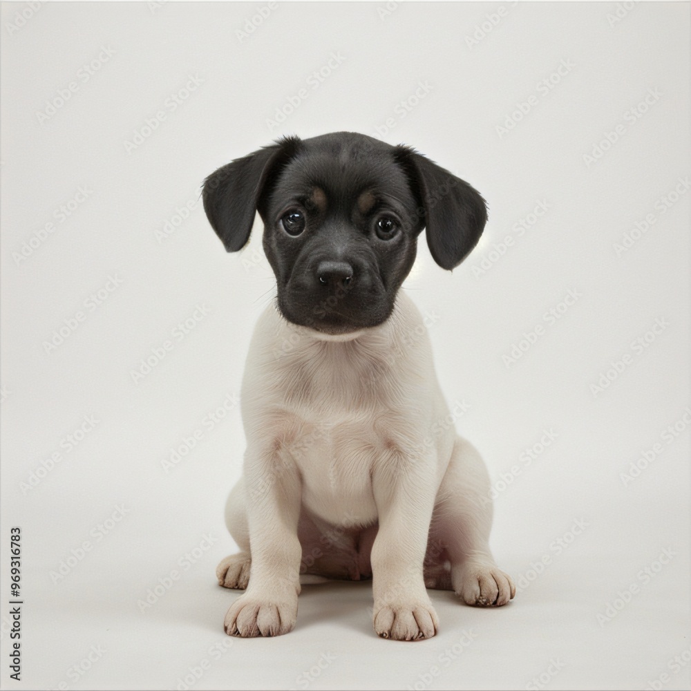 Fototapeta premium cute Adorable Puppy Sitting on white background