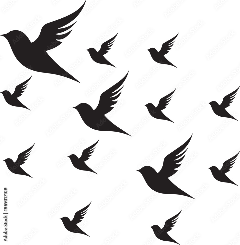 Flying birds set Vector flat icon. Design element for logo, print, card, flyer, fabric, poster. Flying birds set Vector flat icon. Design element for logo, print, card, flyer, fabric, poster.