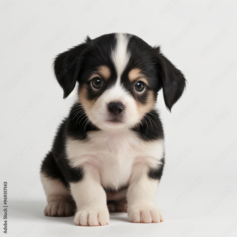 cute Adorable Puppy Sitting on white background cute Adorable Puppy Sitting on white background