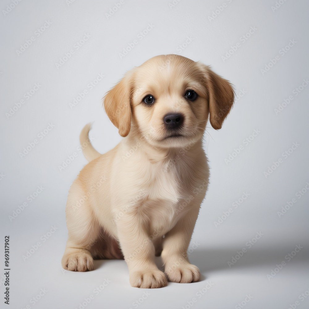cute Adorable Puppy Sitting on white background cute Adorable Puppy Sitting on white background