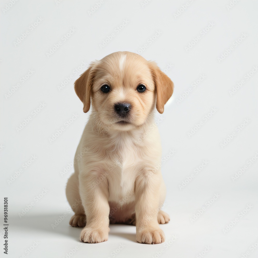cute Adorable Puppy Sitting on white background cute Adorable Puppy Sitting on white background