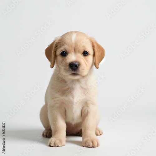 cute Adorable Puppy Sitting on white background